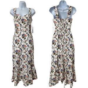 Reformation Cienna Sweetheart Floral Midi Dress Size 2 Calico‎ Trumpet Smocked
